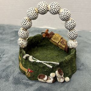 Vintage Golf Theme Basket Trinket Resin Gift Decor Golf Ball